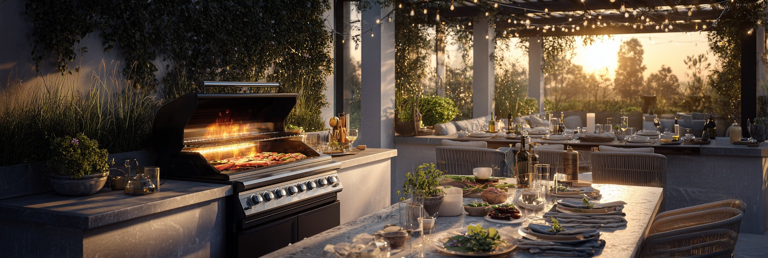 outdoor kitchen built in grill fireside cooking luxury backyard barbecue outdoor entertaining stone island