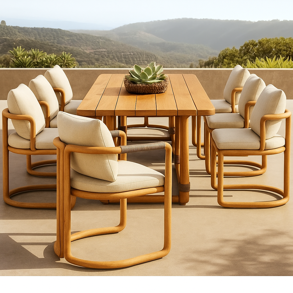 Marin & Vale Arco 9-Piece Teak Rope Outdoor Dining Set