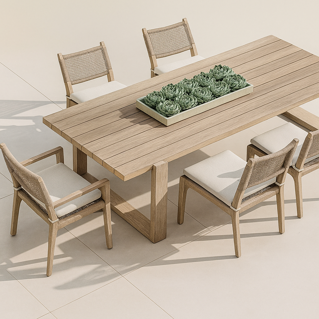 Kestrel & Loom Ridgeway 9-Piece Teak & Woven Rope Dining Set