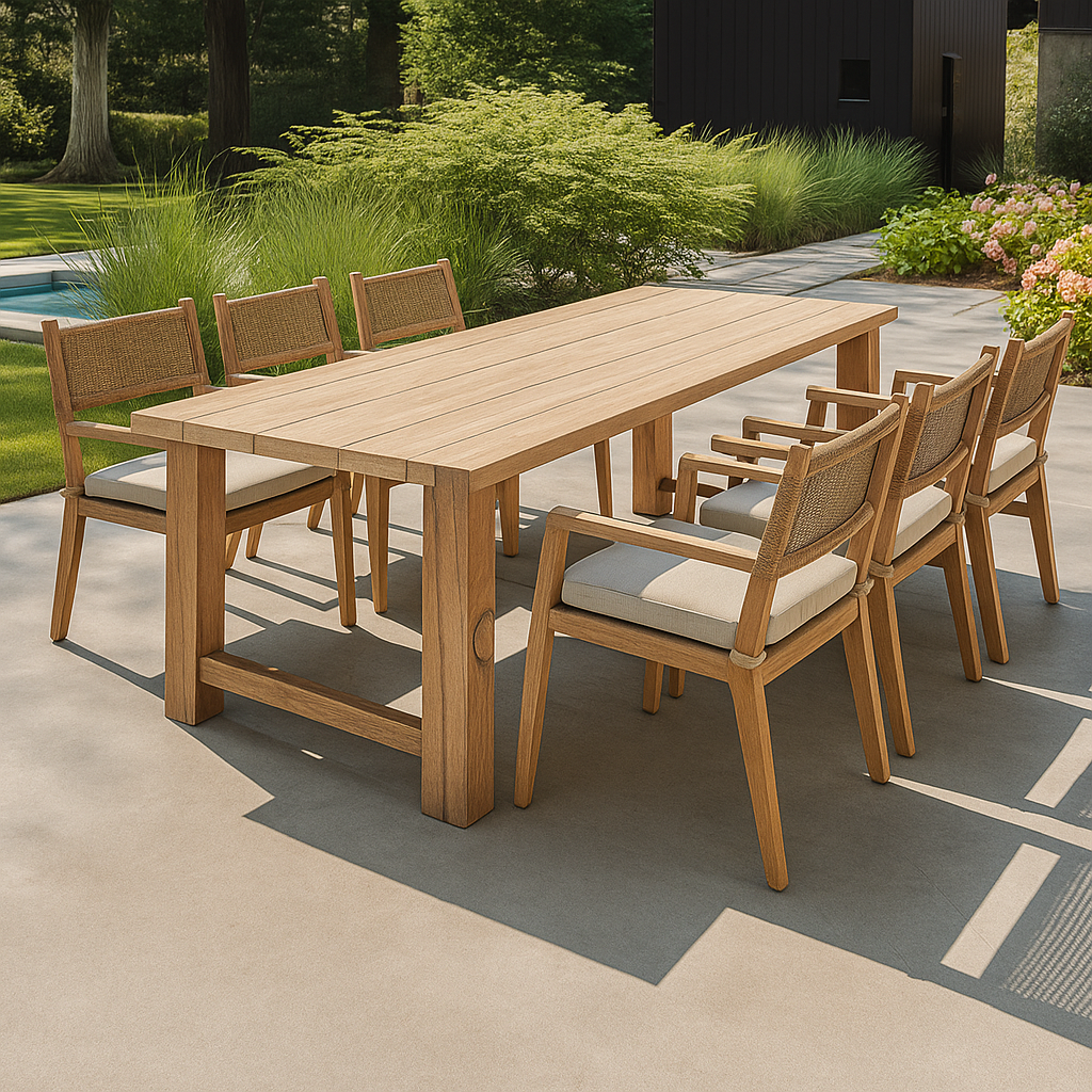 Kestrel & Loom Ridgeway 9-Piece Teak & Woven Rope Dining Set